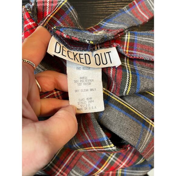 Vintage 90's Decked Out Plaid Sexy Schoolgirl Jumper Dress with High Slit - Picture 8 of 11